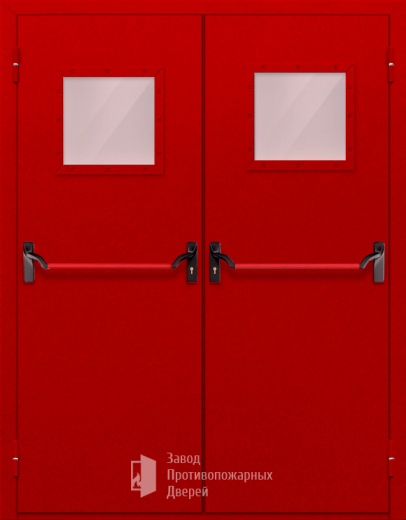 Фото двери «Двупольная со стеклопакетом и антипаникой (красная)» в Нижнему Новгороду