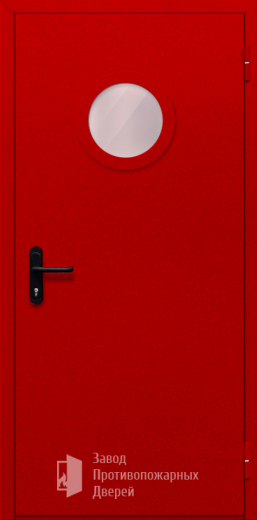 Фото двери «Однопольная с круглым стеклом (красная)» в Нижнему Новгороду