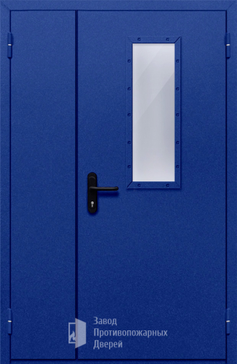 Фото двери «Полуторная со стеклом (синяя)» в Нижнему Новгороду