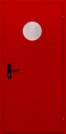 Фото двери «Однопольная с круглым стеклом (красная)» в Нижнему Новгороду