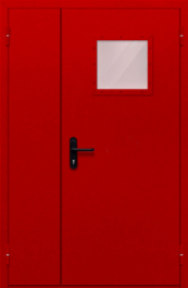 Фото двери «Полуторная со стеклопакетом (красная)» в Нижнему Новгороду