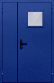 Фото двери «Полуторная со стеклопакетом (синяя)» в Нижнему Новгороду